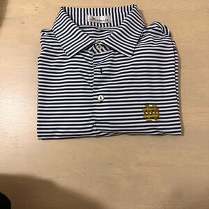 Peter Millar Notre Dame Navy and White Striped Polo